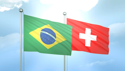 Brazil and Switzerland Flag Together A Concept of Relations