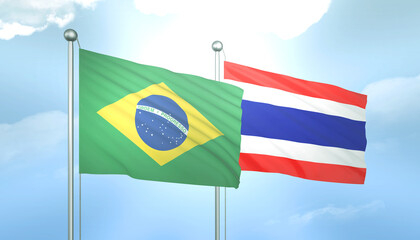 Brazil and Thailand Flag Together A Concept of Relations