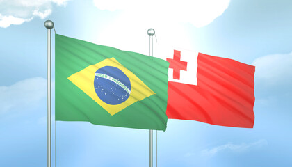 Brazil and Tonga Flag Together A Concept of Relations
