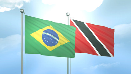 Brazil and Trinidad Tobago Flag Together A Concept of Relations
