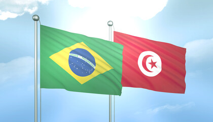 Brazil and Tunisia Flag Together A Concept of Relations