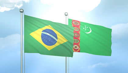 Brazil and Turkmenistan Flag Together A Concept of Relations