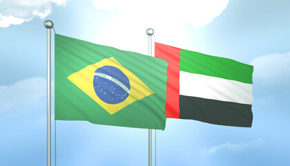 Brazil and UAE Flag Together A Concept of Relations