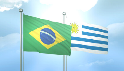 Brazil and Uruguay Flag Together A Concept of Relations