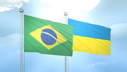 Brazil and Ukraine Flag Together A Concept of Relations