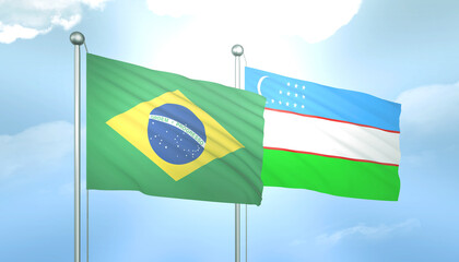 Brazil and Uzbekistan Flag Together A Concept of Relations