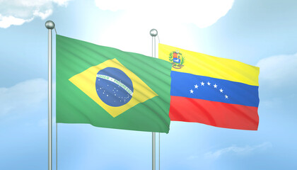 Brazil and Venezuela Flag Together A Concept of Relations