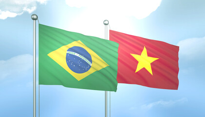 Brazil and Vietnam Flag Together A Concept of Relations