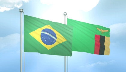 Brazil and Zambia Flag Together A Concept of Relations
