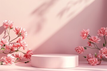 Pink Flowers on Pink Background With White Base