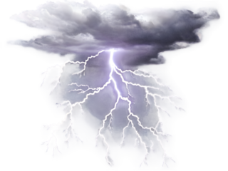  Lightning streaks across dark storm clouds in a powerful thunderstorm at night