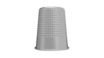 Silver sewing thimble isolated on transparent and white background. Sewing concept. 3D render - obrazy, fototapety, plakaty