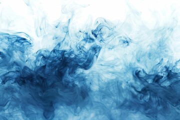 abstract blue smoke on white background fluid ink swirl texture - obrazy, fototapety, plakaty
