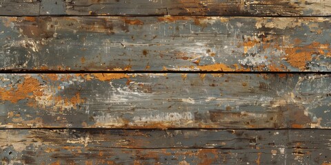 Wooden surface covered in paint and grime, showcasing rustic charm and weathered character - obrazy, fototapety, plakaty