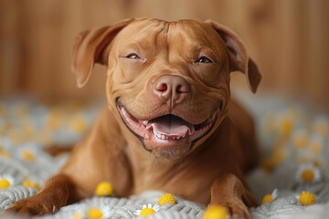 very happy and smiling dog
