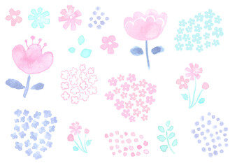 パステルカラーの北欧風の花のイラスト