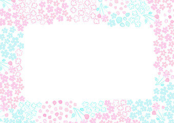 パステルカラーの北欧風の花の模様のフレーム