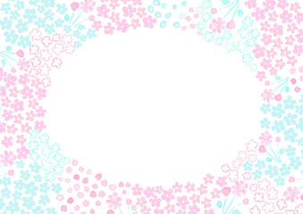 パステルカラーの北欧風の花の模様のフレーム