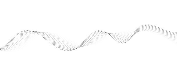 Flowing Dot Wave Pattern Halftone Curve Shape on Transparent Background