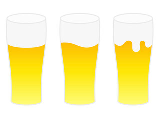 立体的グラスビールアイコンセット：灰色主線