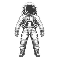 astronaut full body images using Old engraving style body black color only