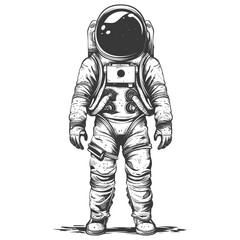astronaut full body images using Old engraving style body black color only