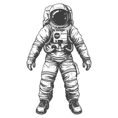 astronaut full body images using Old engraving style body black color only