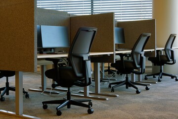  Empty Office Interior With Chairs and table                