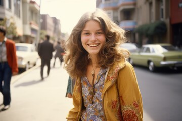 Caucasian American hippie woman in the 1970s