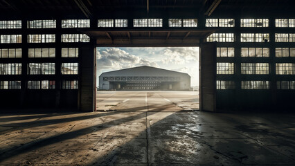 Abandoned Hangar at the end of the afternoon.