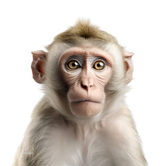 Close up face of a funny monkey cut out transparent