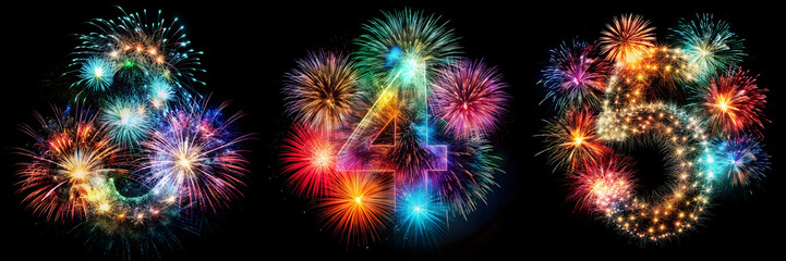 Numbers 3, 4, 5 Firework Alphabet: Explosive Letter Display