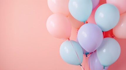 party birthday celebration balloons in soft pastel colors