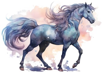 Obraz na płótnie Canvas Watercolor horse on watercolor background. Hand drawn illustration for your design