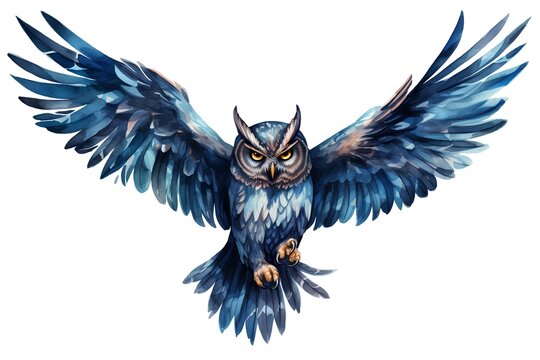 Beautiful vector image with nice watercolor illustration of an owl.