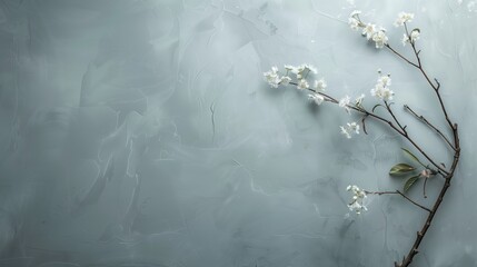 White Blossoms on Frosted Glass Texture