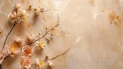 Cream Magnolia Blooms on Textured Abstract Backdrop