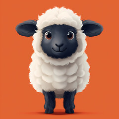 Naklejka premium Eid al-Adha card template: Poster design featuring a cartoon sheep, decorated with Islamic motifs, celebrating the Muslim holiday with an illıstration style