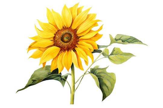 Sunflower. Isolated on white background. Watercolor illustration.