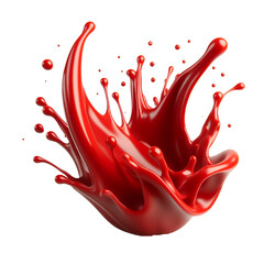Red liquid splash on a white and transparent background