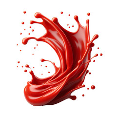 Red liquid splash on a white and transparent background