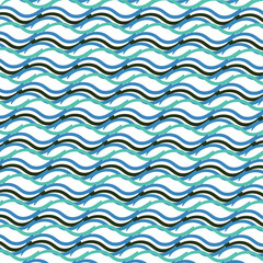 The wavy blue texture imitates the sea.