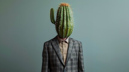 person with head of cactus