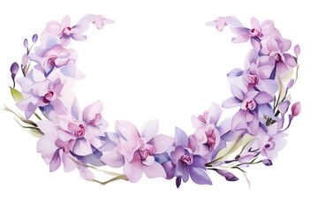 Beautiful vector image with nice watercolor orchid flower wreath