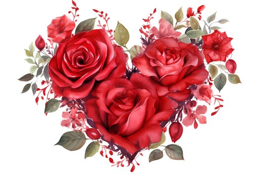 Beautiful vector image with nice watercolor bouquet of red roses