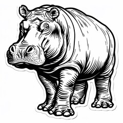 Engraving of a hippopotamus