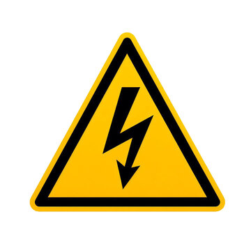 High voltage sign on a white and transparent background