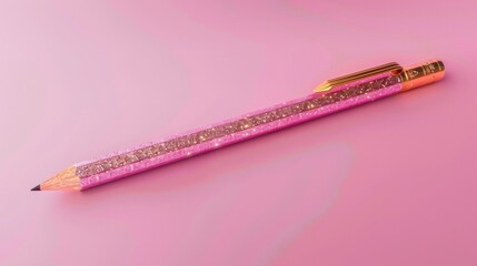 Blank mockup of a pencil with a glittery design perfect for adding a touch of sparkle and glamour. .