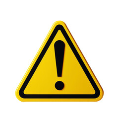 Warning sign on a white and transparent background