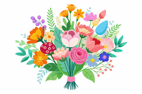 Charming bouquets with vibrant flowers beautifully arranged on a pure white background.